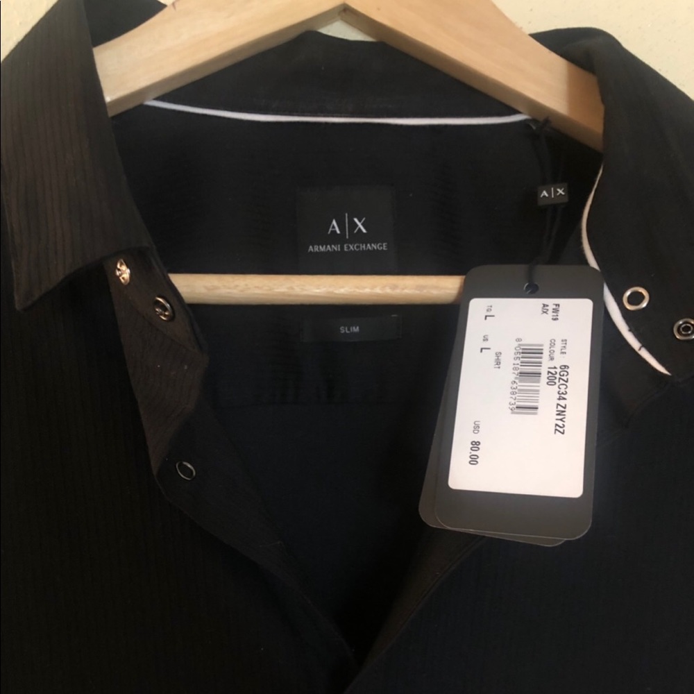 Armani Exchange Large SlimFit Black ButtonUp Shirt